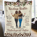 Because Of You I Laugh A Little Harder - Bestie Personalized Custom Blanket - Gift For Best Friends, BFF, Sisters