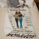 Because Of You I Laugh A Little Harder - Bestie Personalized Custom Blanket - Gift For Best Friends, BFF, Sisters