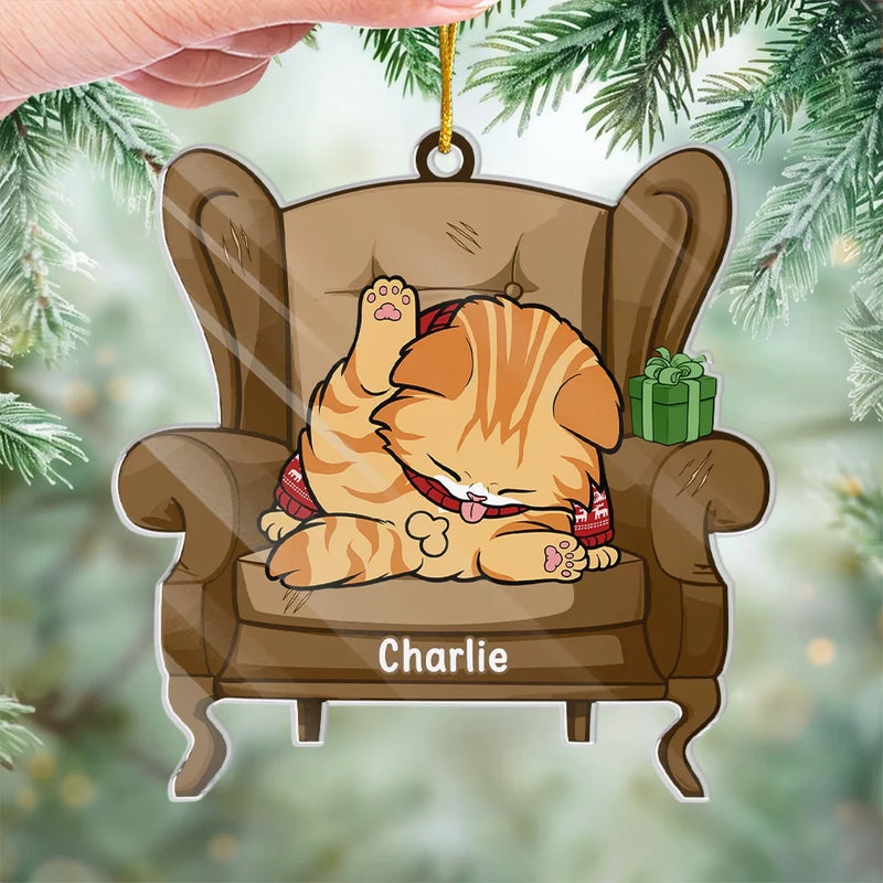 Deck The Paws With Boughs Of Holly - Cat Personalized Custom Ornament - Acrylic Custom Shaped - Christmas Gift For Pet Owners, Pet Lovers