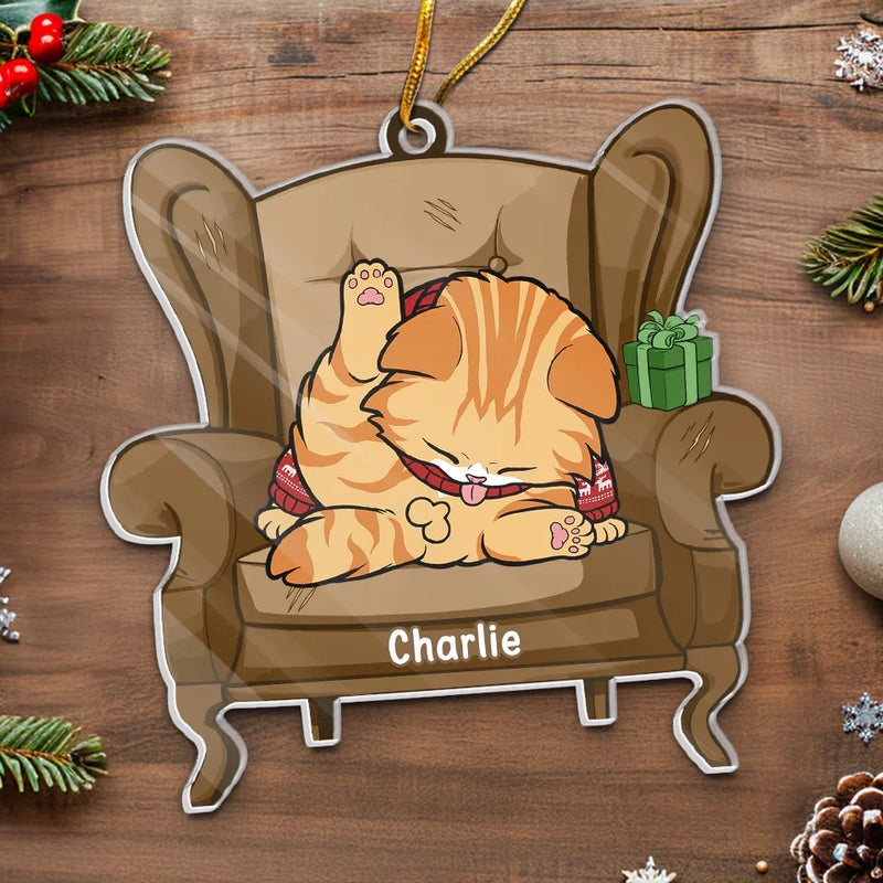 Deck The Paws With Boughs Of Holly - Cat Personalized Custom Ornament - Acrylic Custom Shaped - Christmas Gift For Pet Owners, Pet Lovers