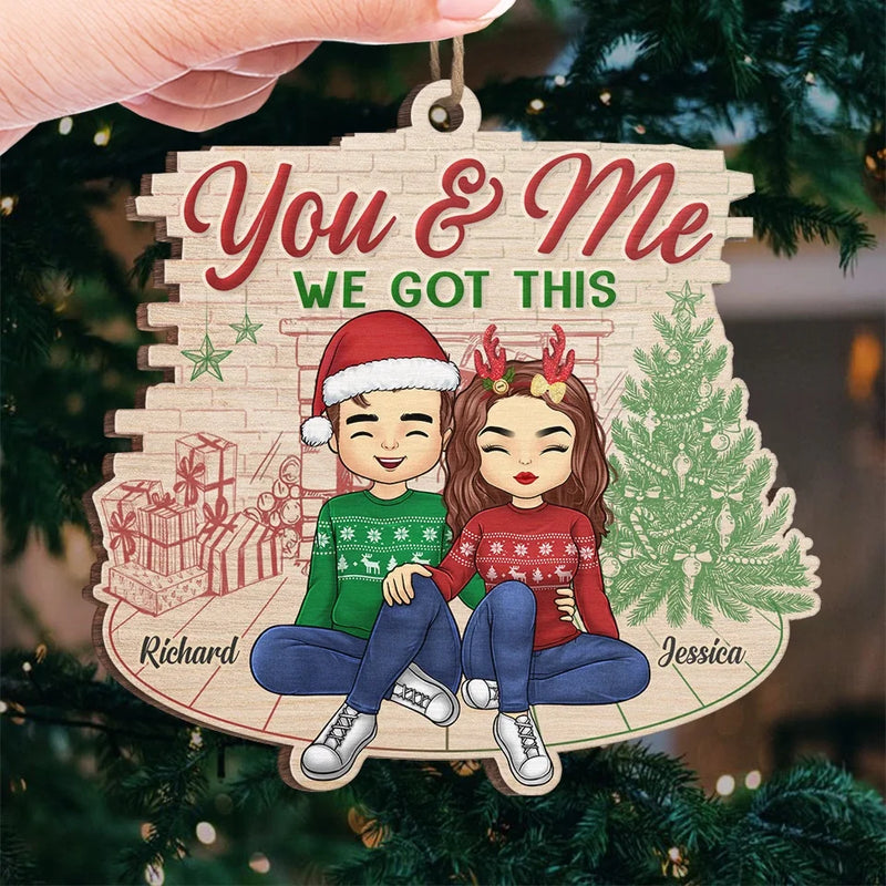 Santa Brought Me A Christmas Angel, And It Was You - Couple Personalized Custom Ornament - Wood Custom Shaped - Christmas Gift For Husband Wife, Anniversary