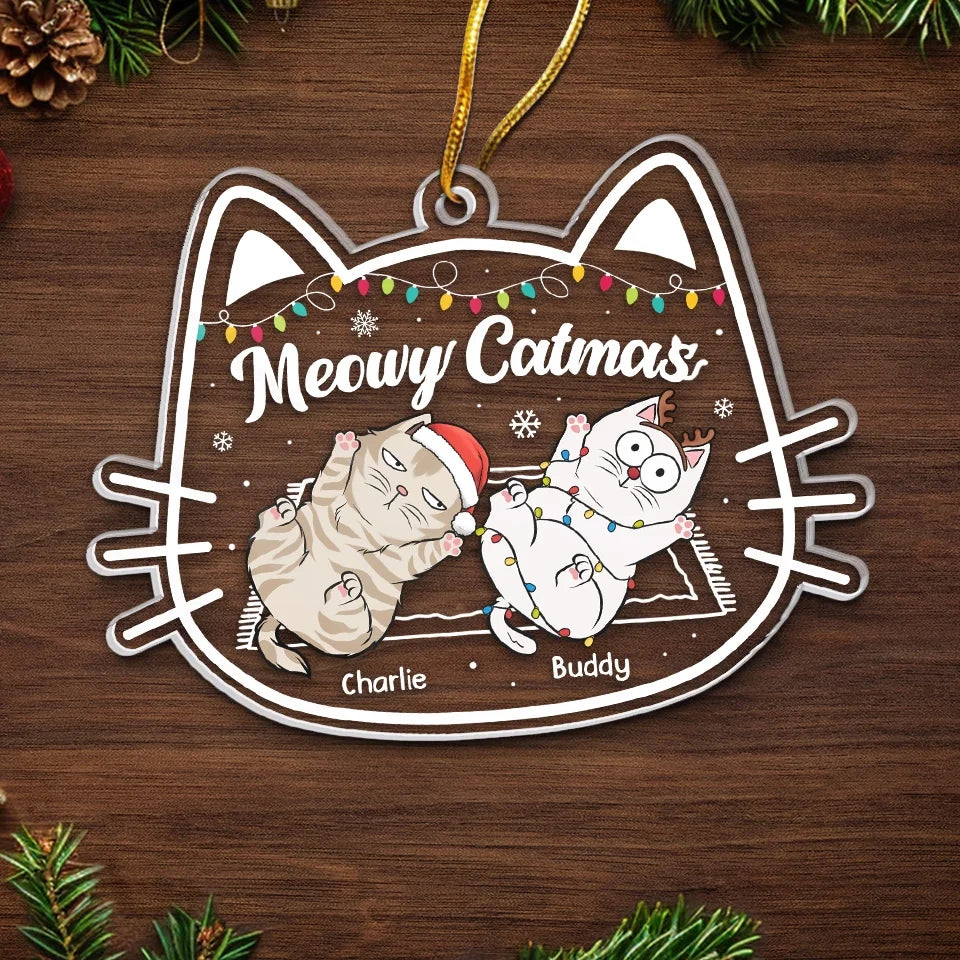 Custom Personalized Cat Photo Acrylic Ornaments - Chic Kitty
