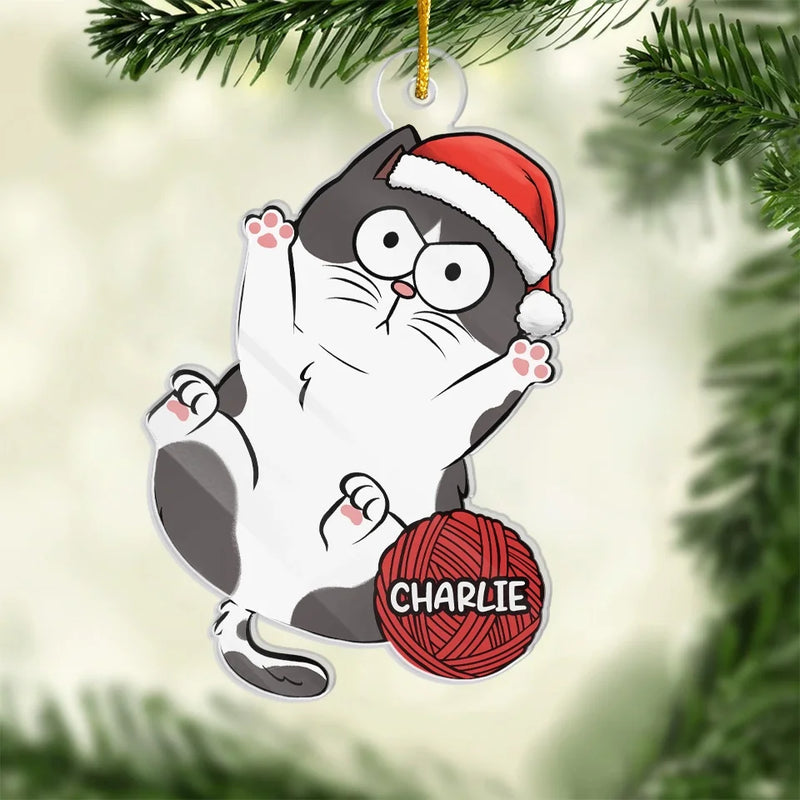 Deck The Halls With Paws And Whiskers - Cat Personalized Custom Ornament - Acrylic Custom Shaped - Christmas Gift For Pet Owners, Pet Lovers