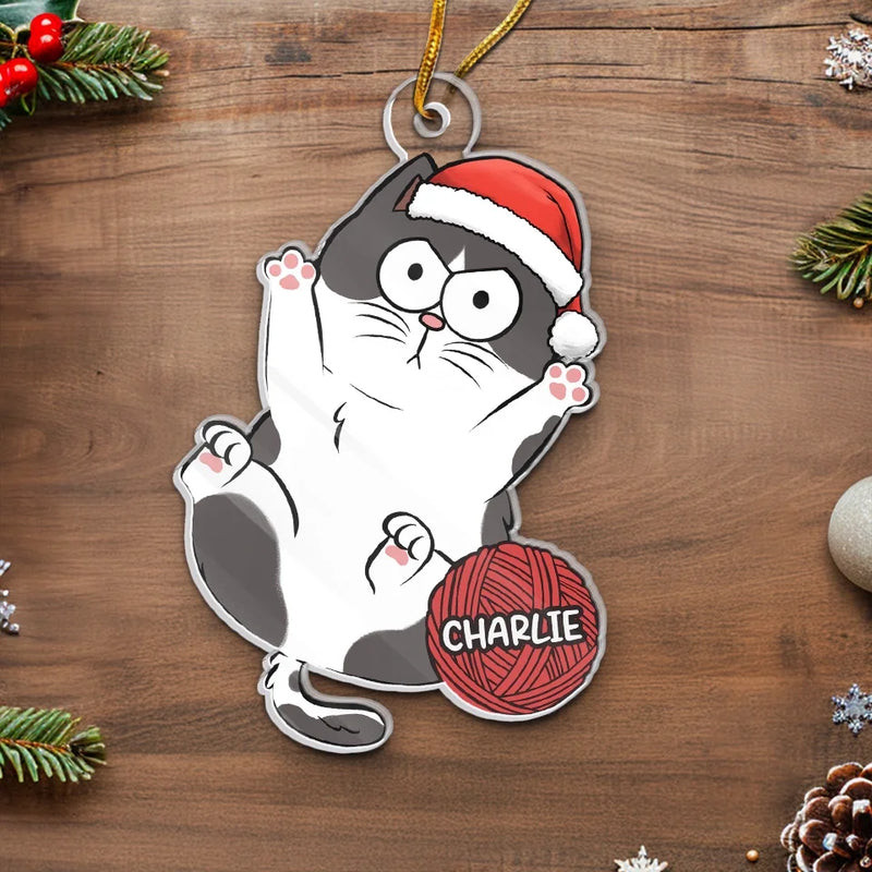 Deck The Halls With Paws And Whiskers - Cat Personalized Custom Ornament - Acrylic Custom Shaped - Christmas Gift For Pet Owners, Pet Lovers