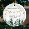 First Christmas Married - Couple Personalized Custom Ornament - Ceramic Round Shaped - Christmas Gift For Husband Wife, Anniversary, First Christmas