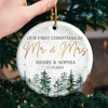 First Christmas Married - Couple Personalized Custom Ornament - Ceramic Round Shaped - Christmas Gift For Husband Wife, Anniversary, First Christmas