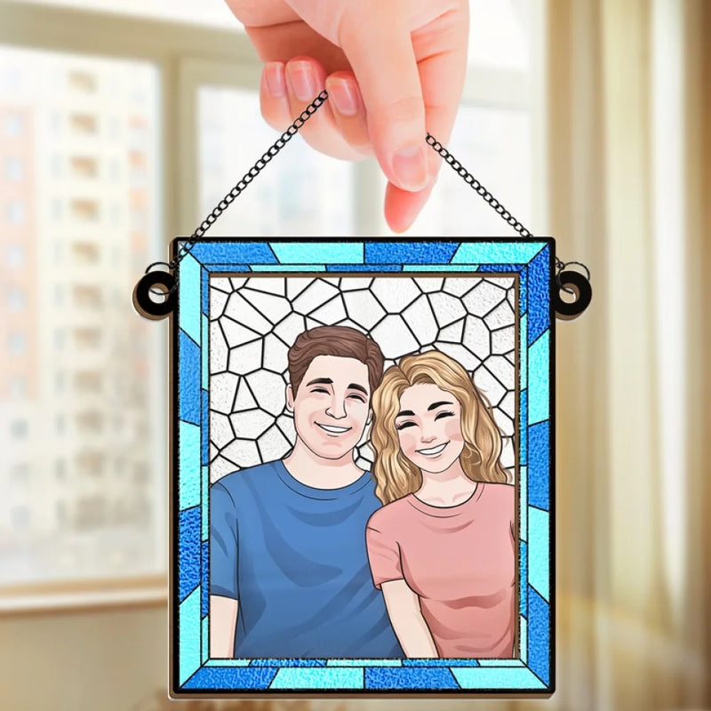 This Ornament Reflects The Love And Laughter We Share - Couple Personalized Window Hanging Suncatcher - Christmas Gift For Husband Wife, Anniversary