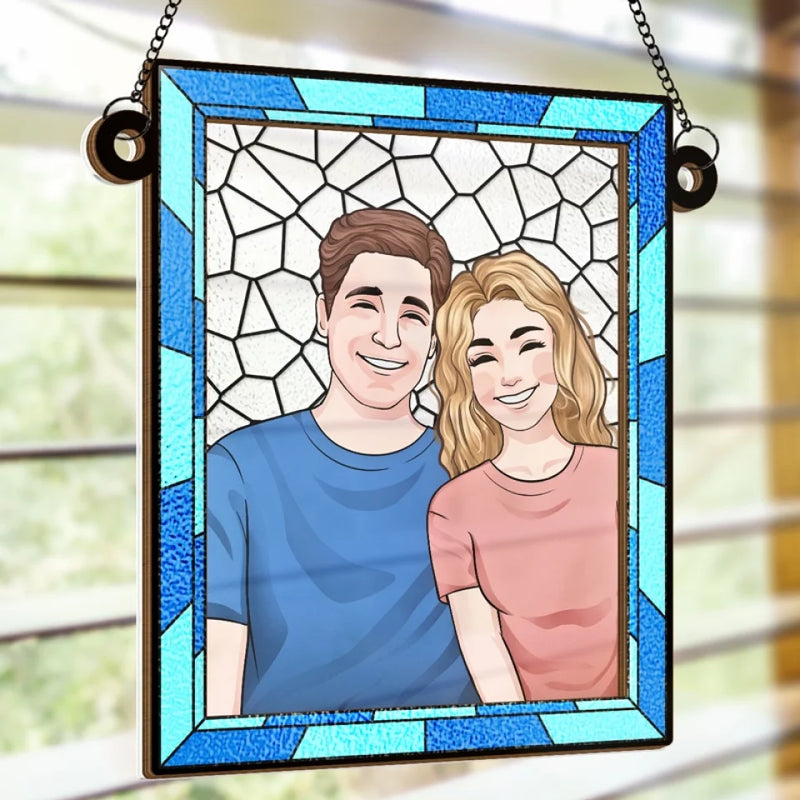 This Ornament Reflects The Love And Laughter We Share - Couple Personalized Window Hanging Suncatcher - Christmas Gift For Husband Wife, Anniversary