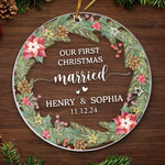 Our First Christmas Married - Couple Personalized Custom Ornament - Acrylic Custom Shaped - Christmas Gift For Husband Wife, Anniversary, First Christmas