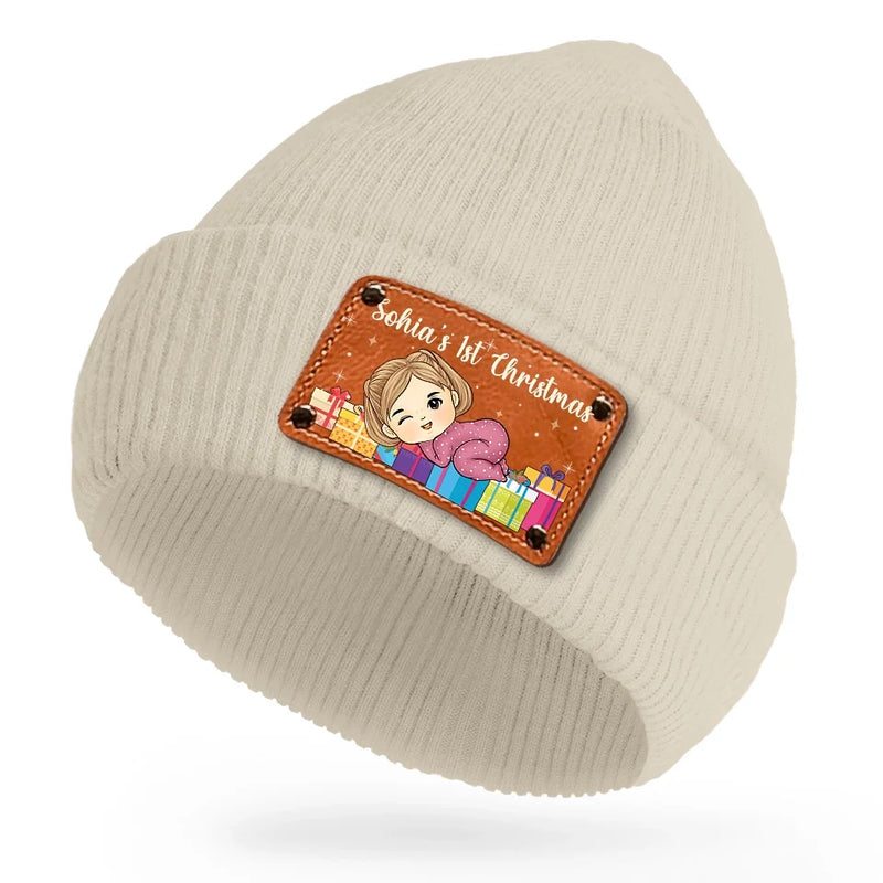 First Christmas Snuggles, First Christmas Giggles - Family Personalized Custom Baby Beanie Hat - Christmas Gift For Baby Kids, Newborn Baby