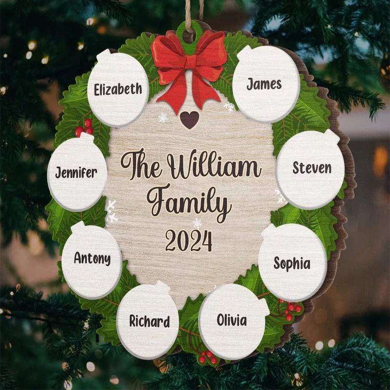 Family Is The Greatest Christmas Gift - Family Personalized Custom Ornament - Wood Custom Shaped - Christmas Gift For Family Members