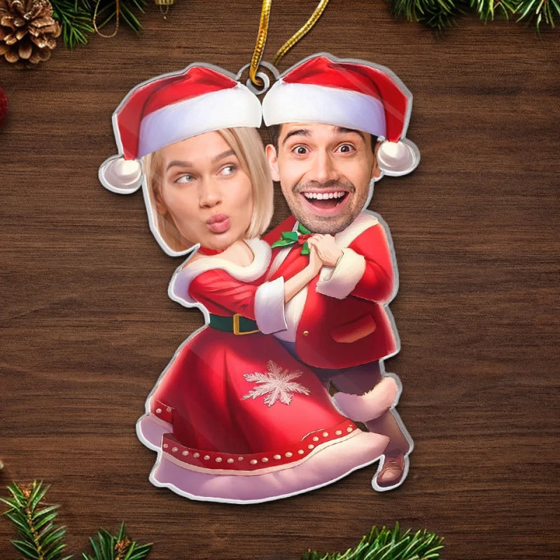 Custom Photo Tis The Season To Be Merry - Couple Personalized Custom Ornament - Acrylic Custom Shaped - Christmas Gift For Husband Wife, Anniversary