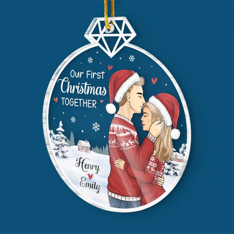 Our First Christmas, The Start Of Forever - Couple Personalized Custom Ornament - Acrylic Custom Shaped - Christmas Gift For Husband Wife, Anniversary, First Christmas