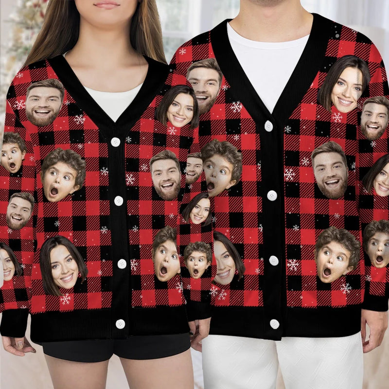 Custom Photo Season's Greetings - Family Personalized Custom Ugly Christmas Cardigan - Christmas Gift For Family Members