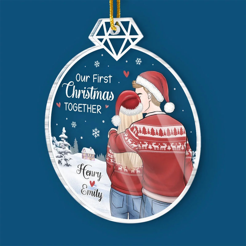 First Christmas, Forever Memories - Couple Personalized Custom Ornament - Acrylic Custom Shaped - Christmas Gift For Husband Wife, Anniversary, First Christmas