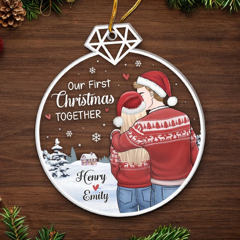 First Christmas, Forever Memories - Couple Personalized Custom Ornament - Acrylic Custom Shaped - Christmas Gift For Husband Wife, Anniversary, First Christmas