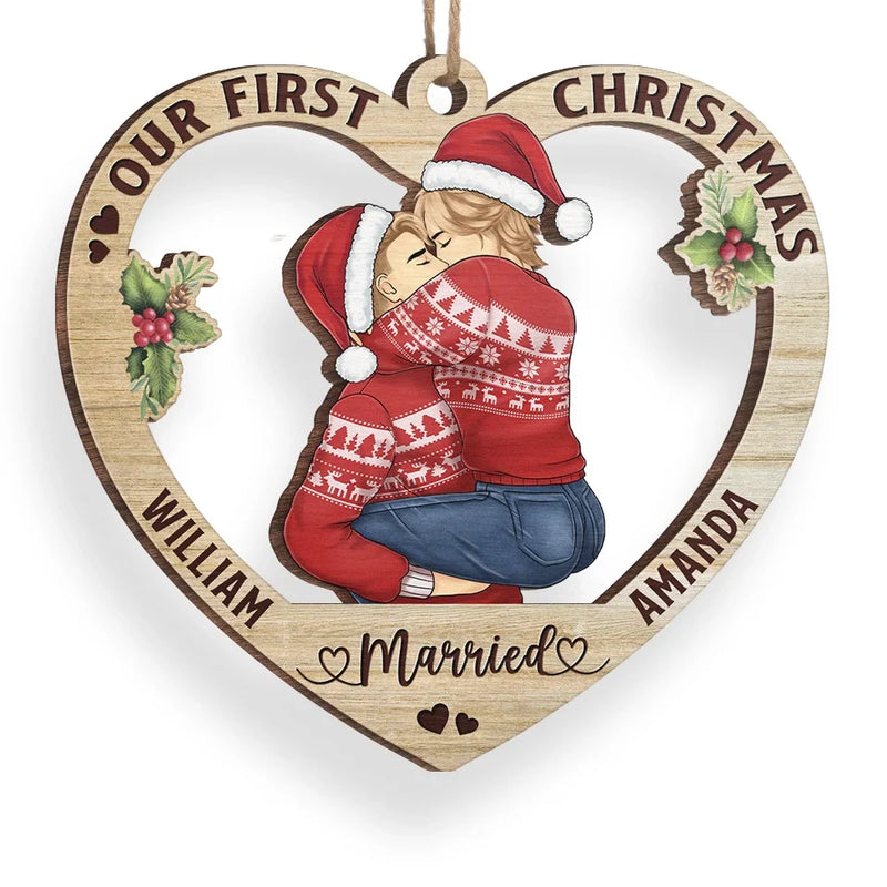 First Christmas Together, Forever In Love - Couple Personalized Custom Ornament - Wood Custom Shaped - Christmas Gift For Husband Wife, Anniversary, First Christmas