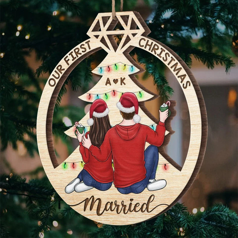 It's Merry Everything When We're Together - Couple Personalized Custom Ornament - Wood Custom Shaped - Christmas Gift For Husband Wife, Anniversary, First Christmas