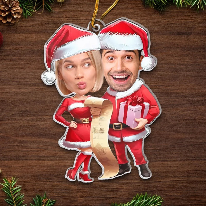 Custom Photo The Only Gift I Want This Year Is Your Presence - Couple Personalized Custom Ornament - Acrylic Custom Shaped - Christmas Gift For Husband Wife, Anniversary