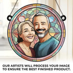 Custom Photo With You, I’m Home - Couple Personalized Window Hanging Suncatcher - Gift For Husband Wife, Anniversary