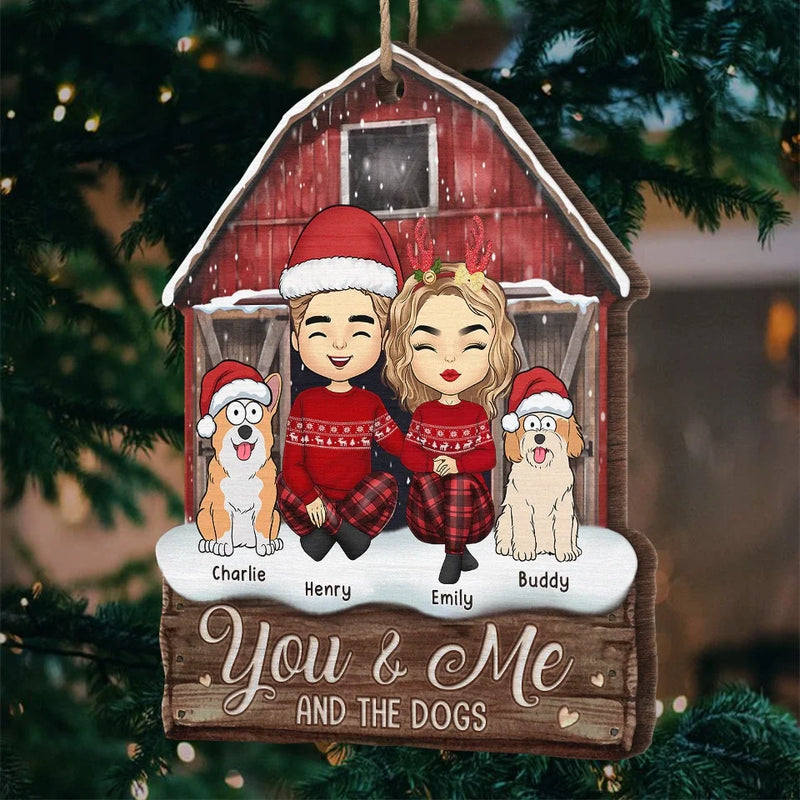 Christmas Shines Brighter With You - Dog & Cat Personalized Custom Ornament - Wood Custom Shaped - Christmas Gift For Husband Wife, Anniversary, Pet Owners, Pet Lovers