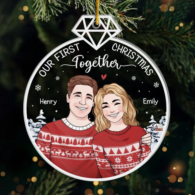 It's Beginning To Look A Lot Like Our First Christmas Together - Couple Personalized Custom Ornament - Acrylic Custom Shaped - Christmas Gift For Husband Wife, Anniversary, First Christmas