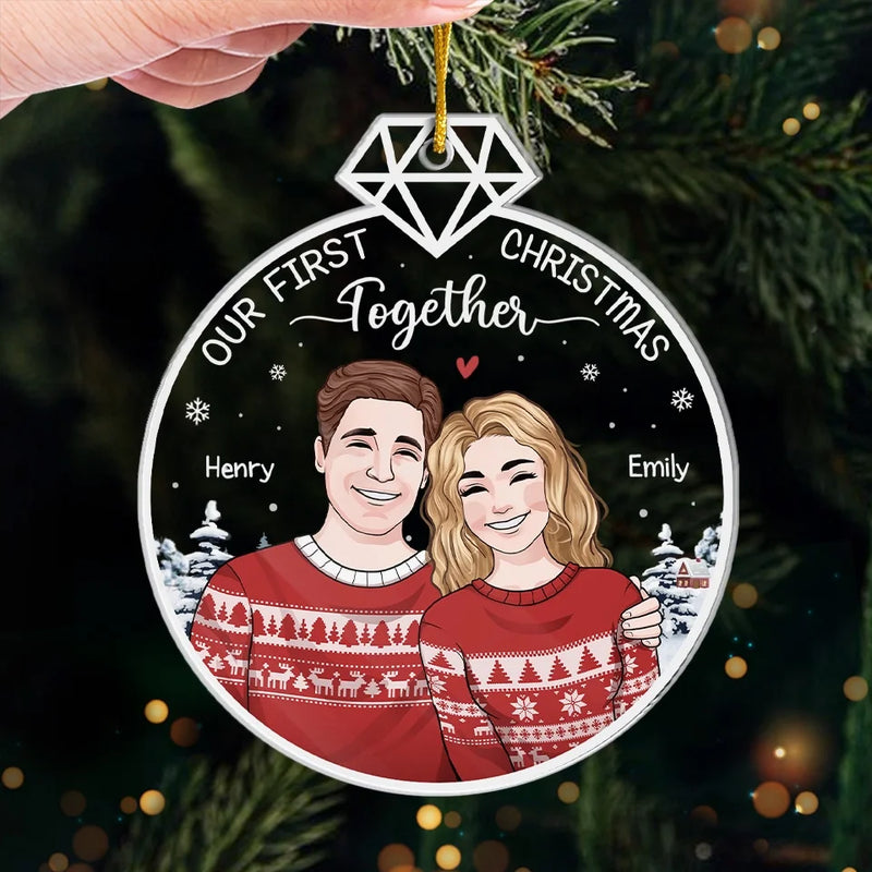 It's Beginning To Look A Lot Like Our First Christmas Together - Couple Personalized Custom Ornament - Acrylic Custom Shaped - Christmas Gift For Husband Wife, Anniversary, First Christmas