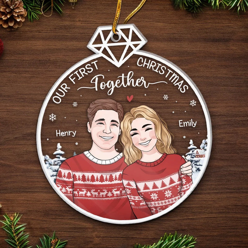 It's Beginning To Look A Lot Like Our First Christmas Together - Couple Personalized Custom Ornament - Acrylic Custom Shaped - Christmas Gift For Husband Wife, Anniversary, First Christmas