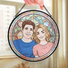 Happy Wife, Happy Life! - Couple Personalized Custom Stained Glass Window Hanging Suncatcher - Christmas Gift For Husband Wife, Anniversary
