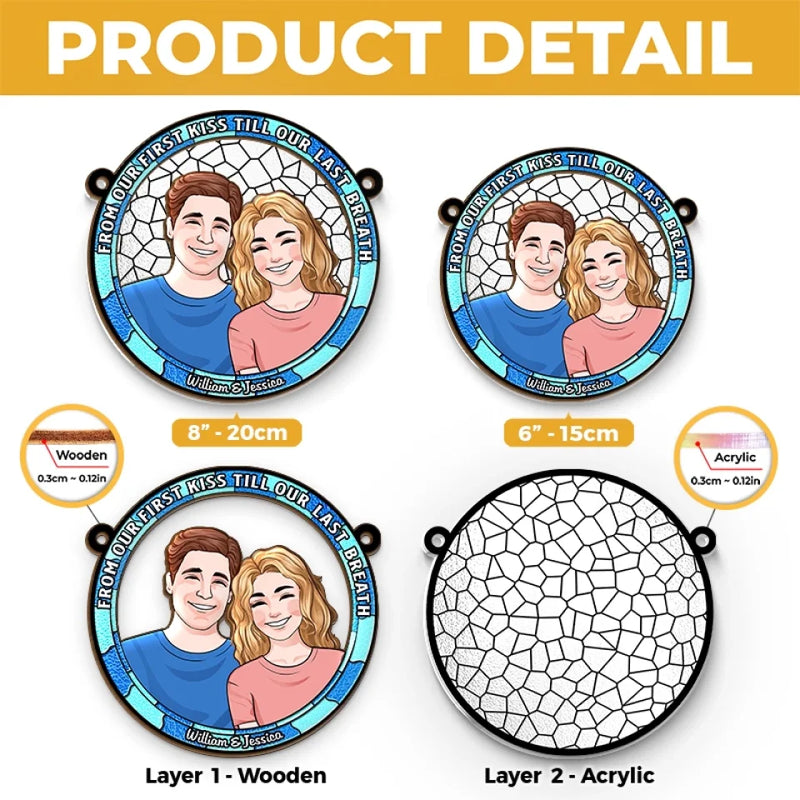 Couples That Laugh Together, Last Together - Couple Personalized Window Hanging Suncatcher Ornament - Christmas Gift For Husband Wife, Anniversary