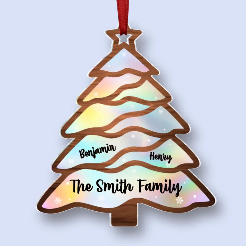 Family Brings Warmth To Christmas - Family Personalized Custom Hologram Ornament - Christmas Gift For Family Members