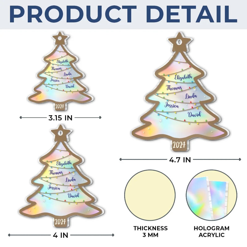 Family Is The Heart Of Christmas - Family Personalized Custom Hologram Ornament - Christmas Gift For Family Members