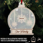 The World Changes When It Snows - Family Personalized Custom Wood & Acrylic Ornament - Christmas Gift For Family Members