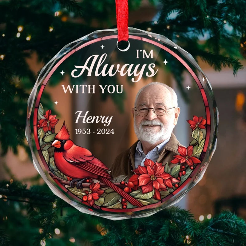 Custom Photo Your Presence Is Missed Daily - Memorial Personalized Custom Circle Glass Ornament - Sympathy Gift For Family Members