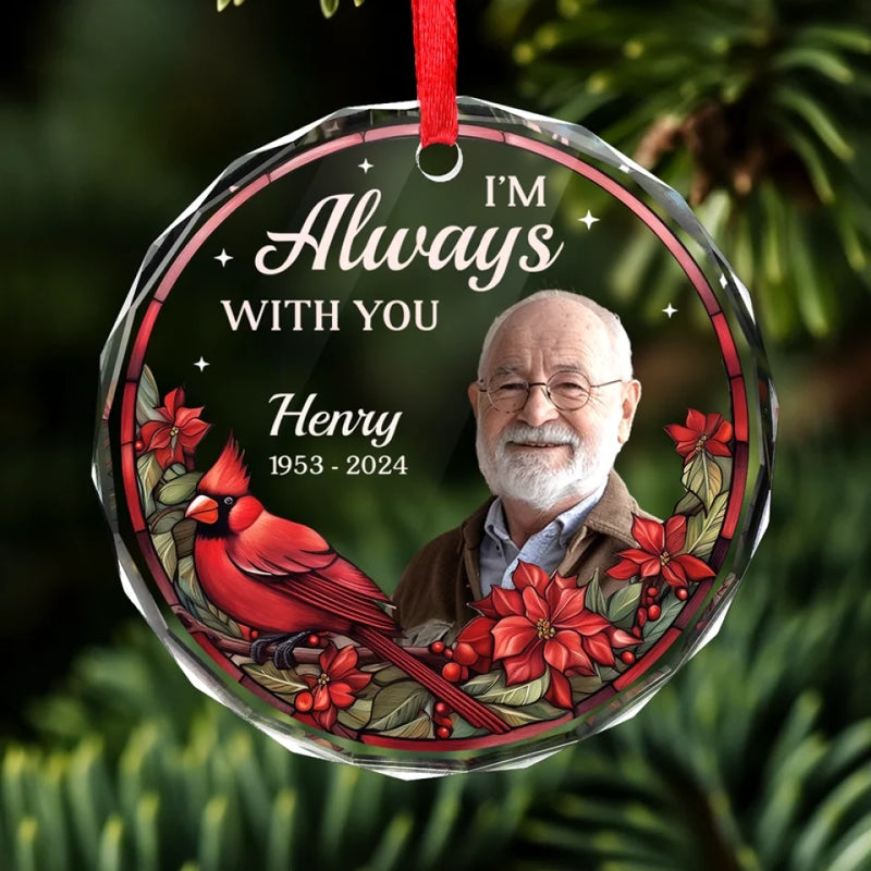 Custom Photo Your Presence Is Missed Daily - Memorial Personalized Custom Circle Glass Ornament - Sympathy Gift For Family Members