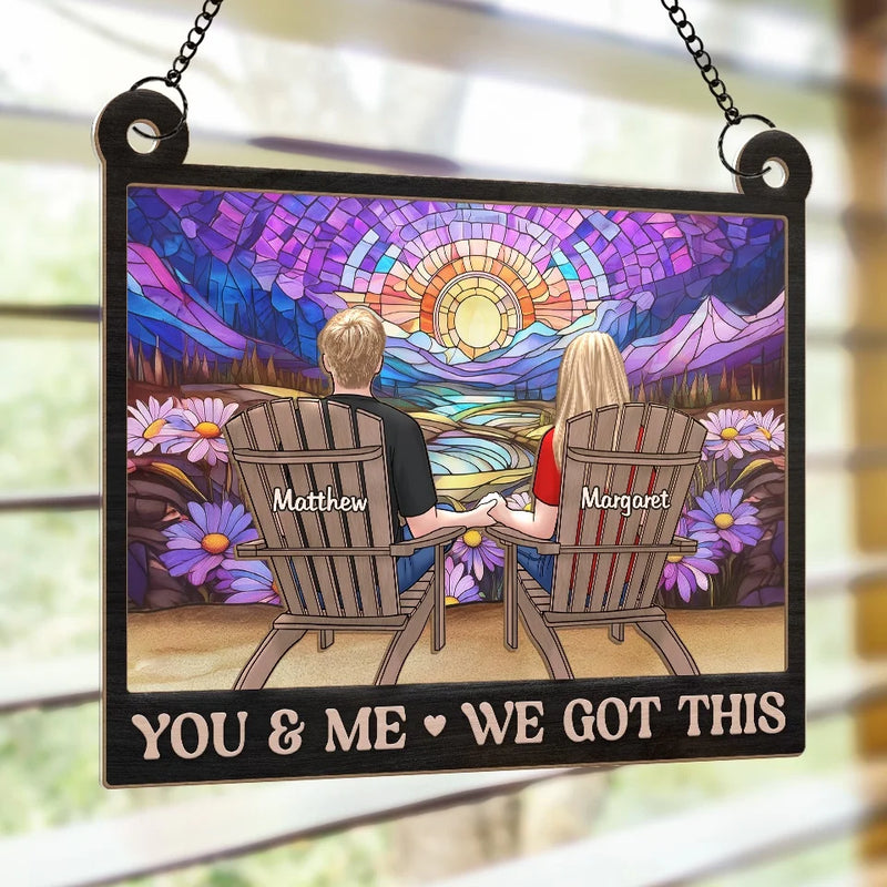 You Make The Season Bright - Couple Personalized Window Hanging Suncatcher Ornament - Christmas Gift For Husband Wife, Anniversary