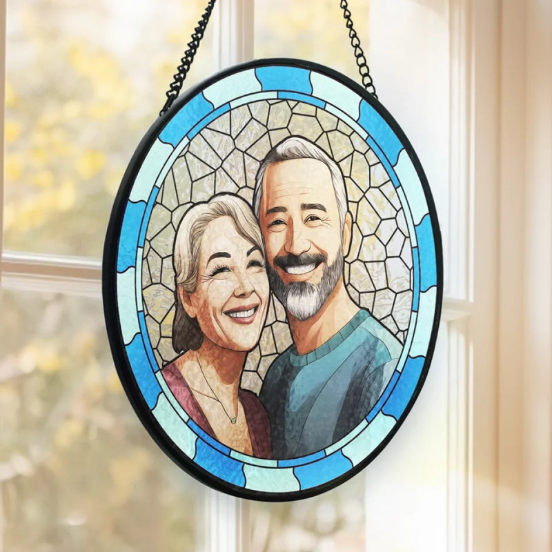 Custom Photo You Stole My Heart But I’ll Let You Keep It - Couple Personalized Custom Stained Glass Window Hanging Suncatcher - Sympathy Gift For Husband Wife, Anniversary