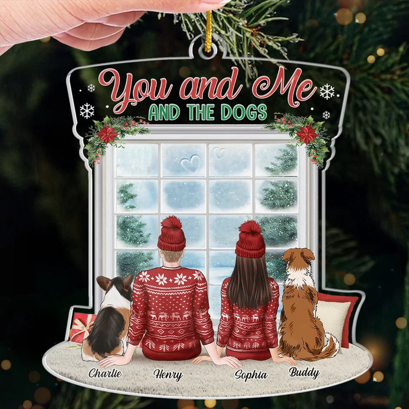 Happy Holidays From Our Pawfect Family - Couple Personalized Custom Ornament - Acrylic Custom Shaped - Christmas Gift For Husband Wife, Anniversary, Pet Owners, Pet Lovers