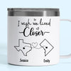 Separation Doesn't Take Away From Friendship, But I Wish We Lived Closer - Bestie Personalized Custom 14oz Stainless Steel Tumbler With Handle - Gift For Best Friends, BFF, Sisters
