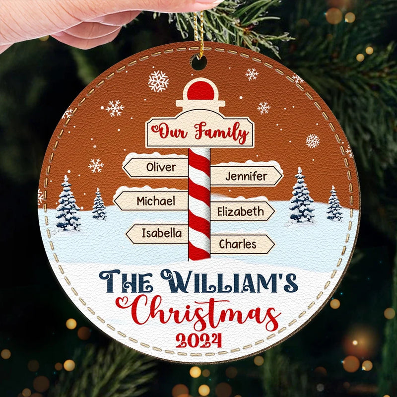 The Love Of Family Makes Every Christmas Merry - Family Personalized Custom Leather Ornament - Christmas Gift For Family Members