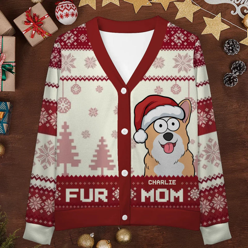 Wishing You A Furry Merry Christmas - Dog & Cat Personalized Custom Ugly Christmas Cardigan - Christmas Gift For Pet Owners, Pet Lovers