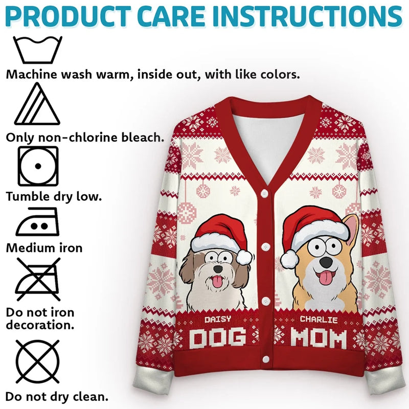 Wishing You A Furry Merry Christmas - Dog & Cat Personalized Custom Ugly Christmas Cardigan - Christmas Gift For Pet Owners, Pet Lovers