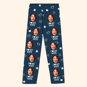 Custom Photo I Love My Wife - Couple Personalized Custom Pajama Pants - Christmas Gift For Husband Wife, Anniversary