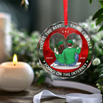 Wrapped In Your Love This Christmas - Couple Personalized Custom Circle Glass Ornament - Christmas Gift For Husband Wife, Anniversary