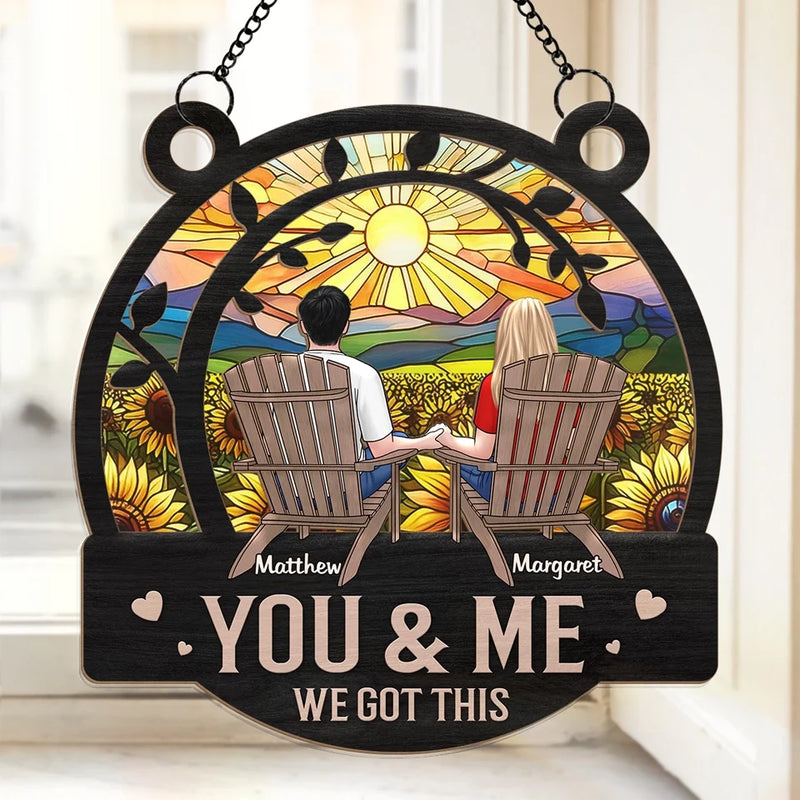 All You Want For Christmas - Couple Personalized Window Hanging Suncatcher Ornament - Christmas Gift For Husband Wife, Anniversary