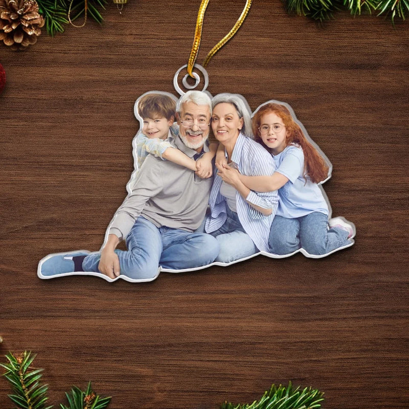 Custom Photo The Love Between Grandparents & Grandkids Is Forever - Family Personalized Custom Ornament - Acrylic Custom Shaped - Christmas Gift For Family Members