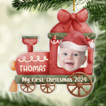 Custom Photo Baby's First Christmas Train Gifts - Personalized Ornament