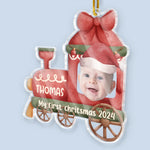 Custom Photo Baby's First Christmas Train Gifts - Personalized Ornament