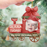 Custom Photo Baby's First Christmas Train Gifts - Personalized Ornament