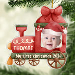 Custom Photo Baby's First Christmas Train Gifts - Personalized Ornament